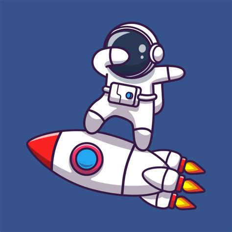 Cute Astronaut Dabbing On Rocket Cartoon - Astronaut - T-Shirt | TeePublic