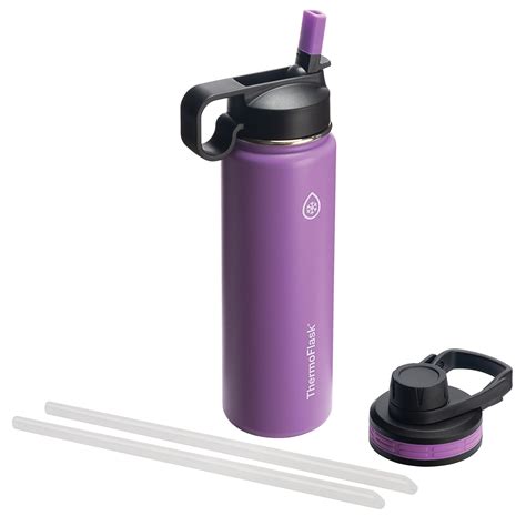 Thermoflask Stainless Steel Water Bottle With Chug and Straw Lid, 24oz ...