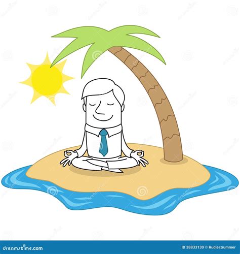 Calm Businessman Meditating On Tropical Island Stock Vector - Image: 38833130