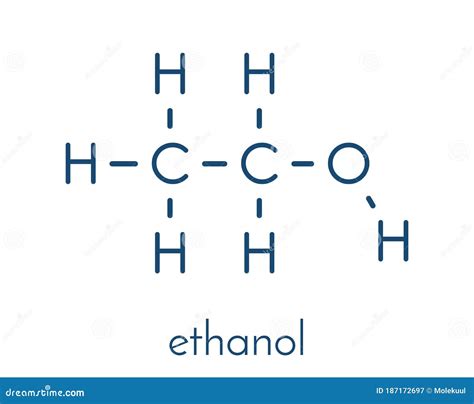 Alcohol Ethanol, Ethyl Alcohol Molecule, Chemical Structure. Skeletal ...