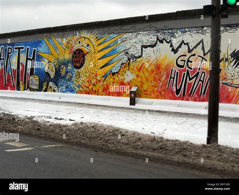 The Berlin Wall 1961-1989. Graffiti on the remaining section of the Wall. The barrier ...