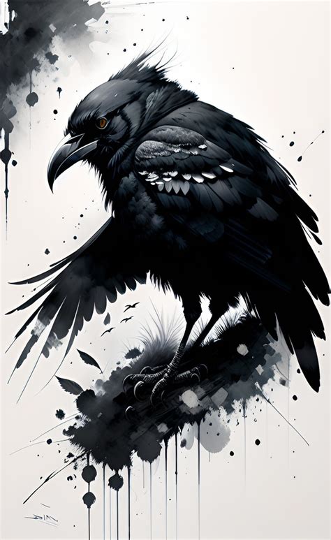 Download Painting Black And White Crow Royalty-Free Stock Illustration Image - Pixabay