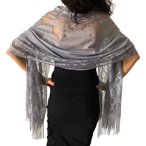 Grey Lace Pashmina – Central Chic