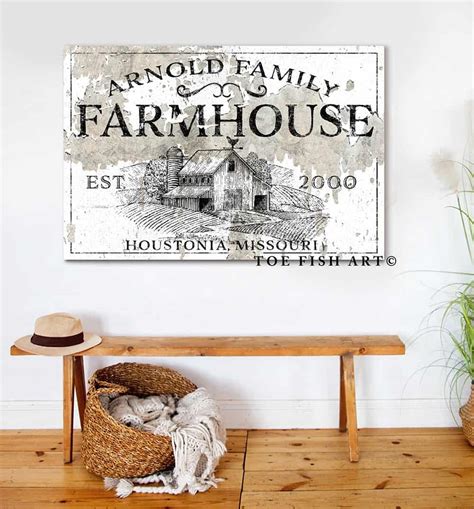 Family Farmhouse Personalized Sign, Welcome to Our Home, Name, Date, City, State - ToeFishArt