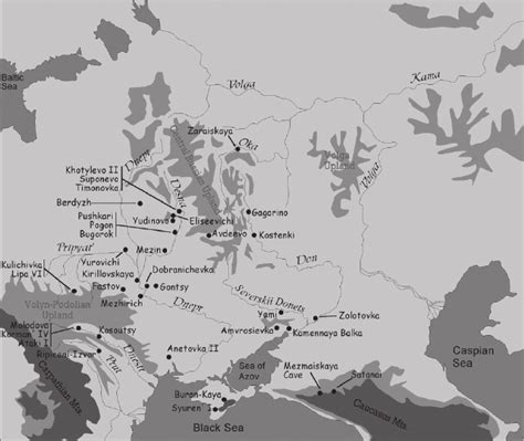 3. Map of Eastern Europe illustrating locations of Upper Paleolithic... | Download Scientific ...