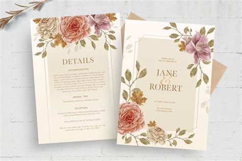 Flower Wedding Invitation Card Template [PSD] - BrandPacks