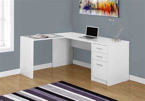 60" L-Shaped White Office Desk w/ 3 Drawers – ComputerDesk.com