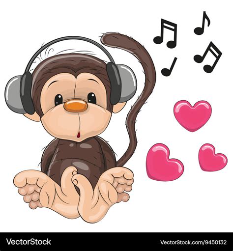 Monkey with headphones Royalty Free Vector Image