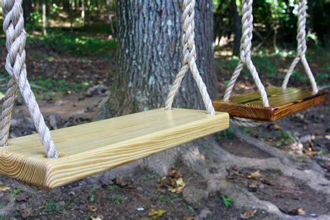 Handcrafted Wooden Tree Swing, Natural or Charred, Rope Included - Etsy