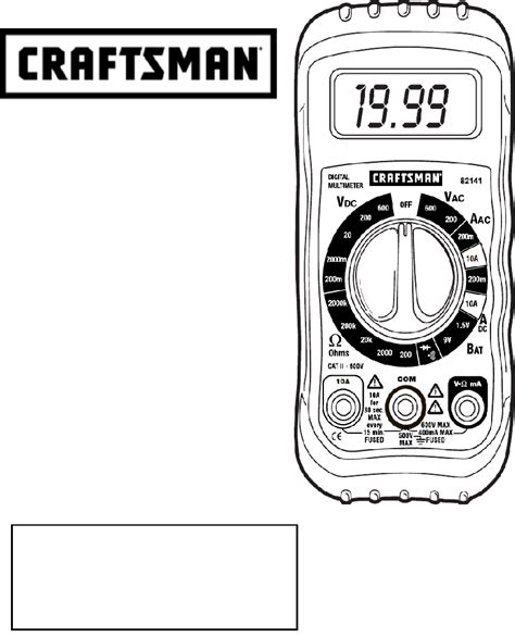 Craftsman 82141 Multimeter Owner's manual PDF View/Download