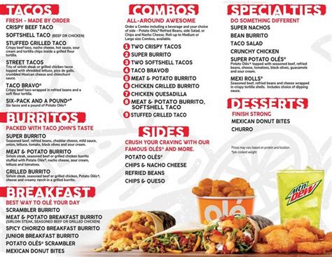 Online Menu of Taco Johns Restaurant, Glasgow, Kentucky, 42141 - Zmenu