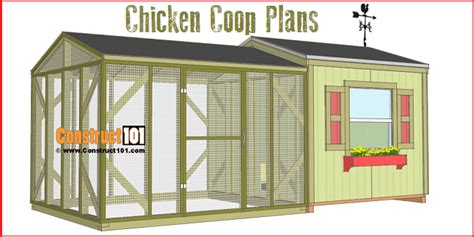 Large 8x8 Chicken Coop Plans with Chicken Run - Construct101