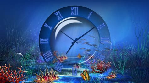 Windows 10 Aqua Screensaver - Aquatic Clock Screensaver - Windows10Screensavers.net