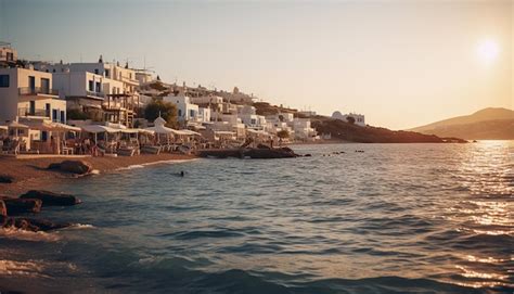 Premium AI Image | Sunset in mykonos