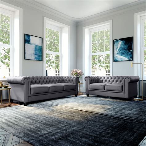 White Living Room Chesterfield Sofa