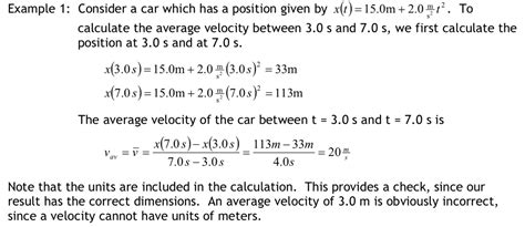 Solved Explain why the average velocity found in Example 1 | Chegg.com