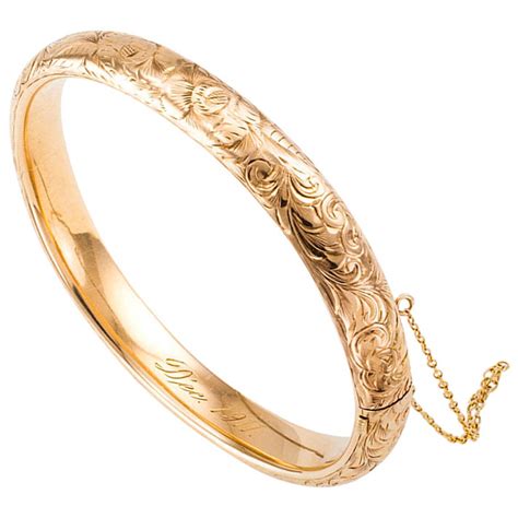 Antique Engraved Gold Bangle Bracelet at 1stDibs | antique gold ...