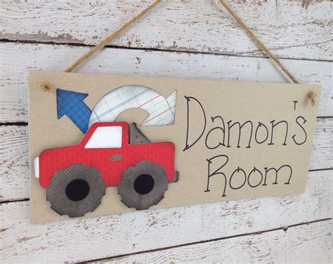 Personalized Kids Bedroom Door Sign Red Truck on Luulla