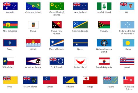 Design elements - Oceania flags | Artwork - Template | Flags From Oceania