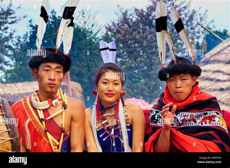 Group of Naga tribal people in traditional clothing, Kisima Nagaland ...