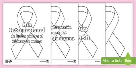 Cáncer de mama - Hoja para colorear: Listón del Día Rosa