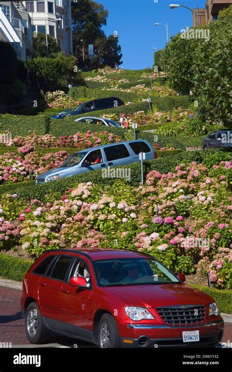 the famous zig zag road lombard street in san Francisco california ...