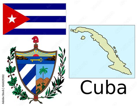 Cuba flag national emblem map Stock Vector | Adobe Stock