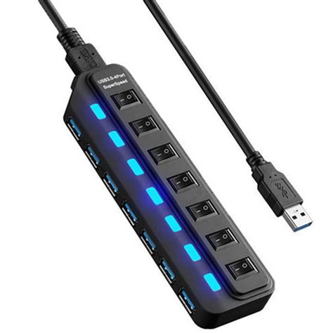 Buy USB HUB - USB 3.0 Ports with Individual Power Switch, Data Splitter & Power Hub (7 Ports ...