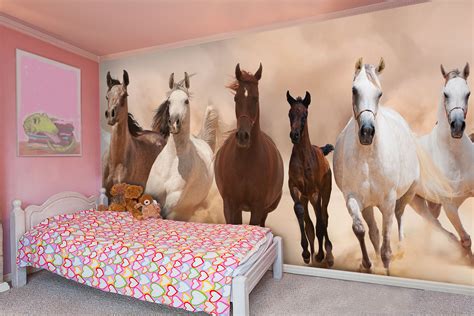 Herd of Horses Panoramic Wall Mural | Wallsauce UK | Horse themed bedrooms, Horse decor bedroom ...