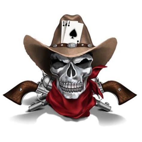 Dead Mans Hand Cowboy Skull Sculpture