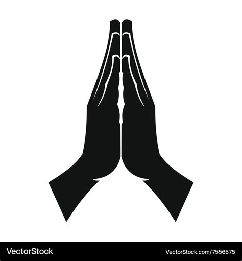 Praying hands black simple icon Royalty Free Vector Image