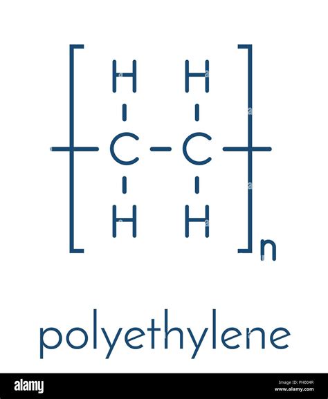 Polyethylene (PE, polythene, polyethene) plastic, chemical structure. Skeletal formula Stock ...