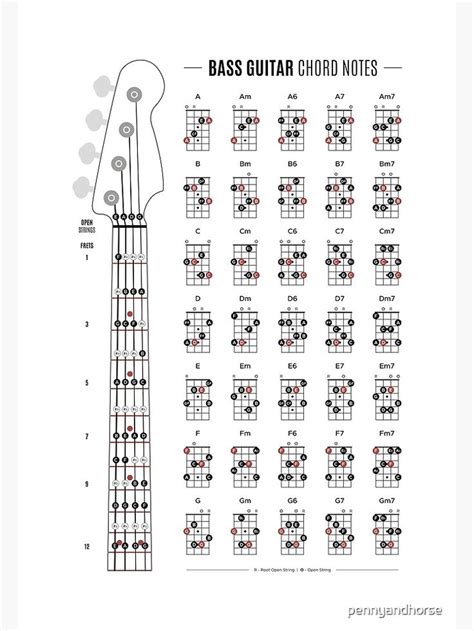 "Bass Guitar Chord & Fretboard Notes" Poster for Sale by pennyandhorse | Bass guitar chords ...