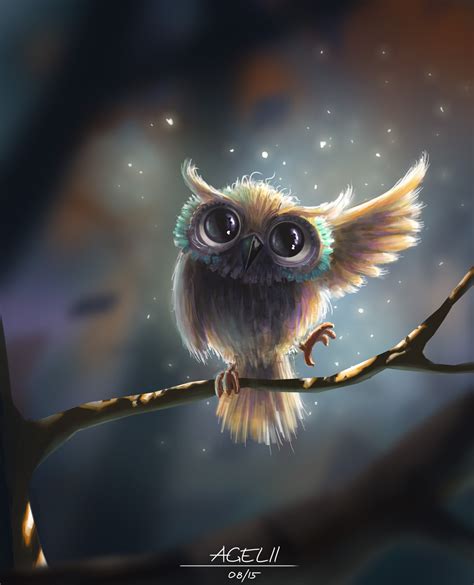 I painted this cute baby owl waving hello! : r/pics