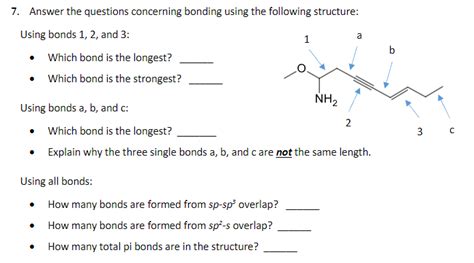 Solved 7. Answer the questions concerning bonding using the | Chegg.com