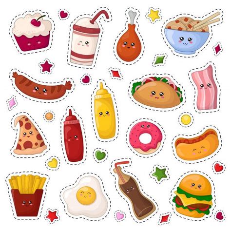 Food Stickers, Kawaii Stickers, Journal Stickers, Printable Stickers, Cute Stickers, Planner ...