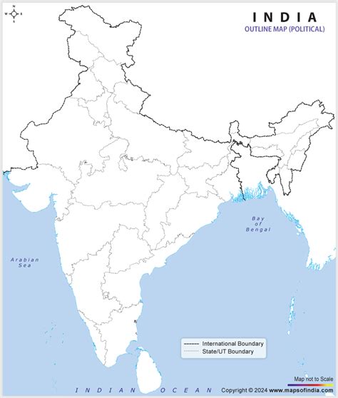 India Political Map in A4 size