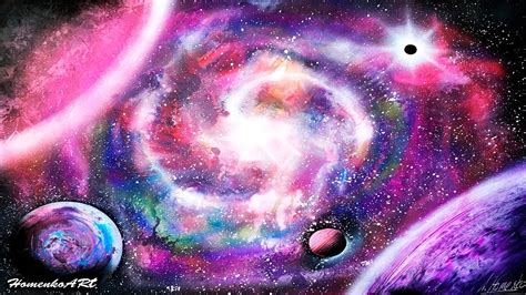 Amazing spray paint art nebula picture pink violet blue space painting cosmous by Homenko - YouTube