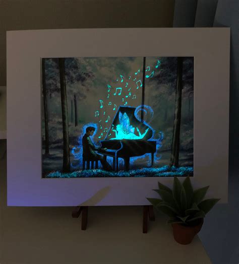 The Muse - Glow In The Dark Painting - Glowing Art - Piano Player - Fairy - Surrealism - Music ...