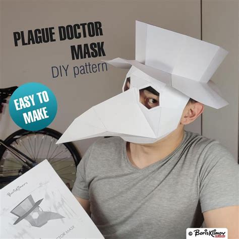 Plague Doctor Mask With Hat DIY 3d Paper Craft, Digital Pattern in .pdf, Dxf, Svg for A4 - Etsy ...