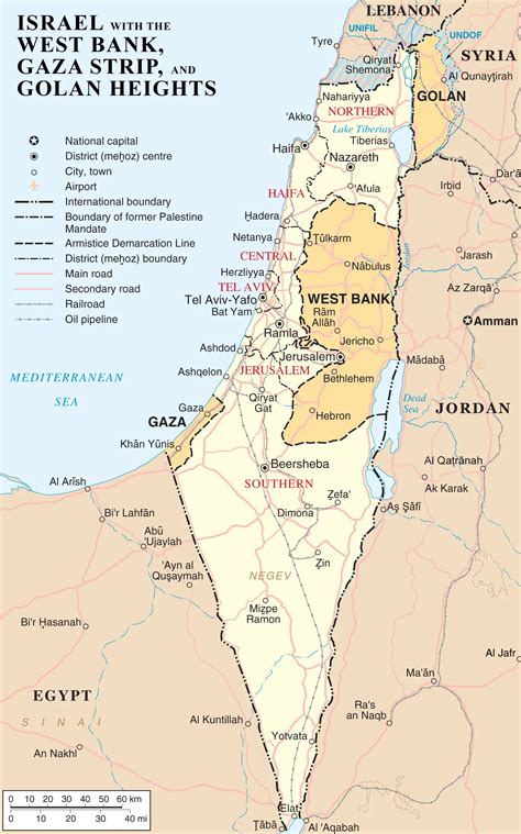 Israel West Bank Gaza Strip And Golan Heights - Mapsof.Net