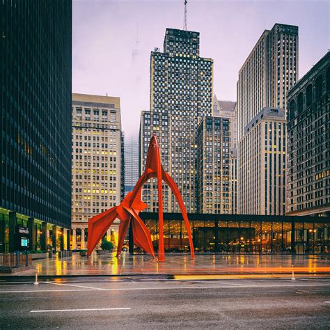 Vintage Photo Of Alexander Calder Flamingo Sculpture Federal Plaza Building - Chicago Illinois ...