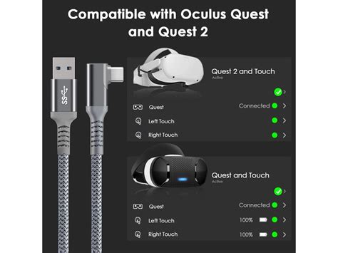 For Oculus Quest 2 Link Cable 20ft/6M, Oculus Link Cable with Signal Booster, 90 Degree Angled ...