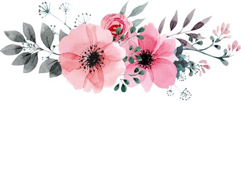 √ Watercolor Flower Border Transparent