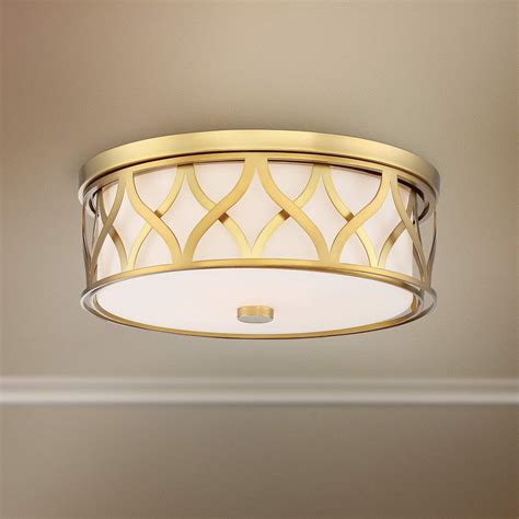 Flush Mount 16" Wide Liberty Gold 2-Cage LED Ceiling Light - #78M60 ...