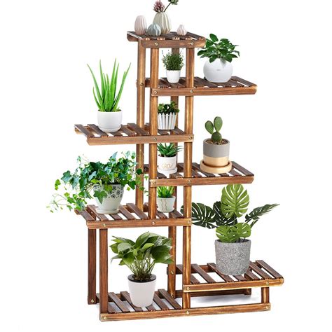 Wood Plant Stand Indoor, 44'' 7 Tier Outdoor Tall Plant Stand, Flower ...