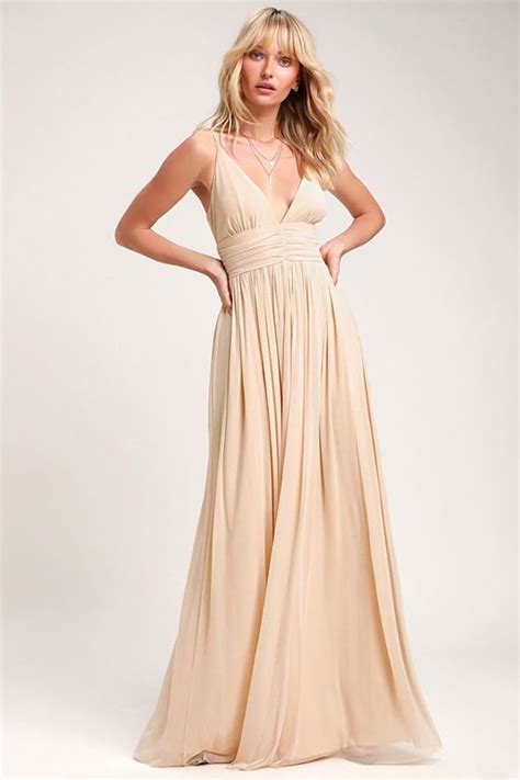 Ivory Bridesmaid Dresses as Elegant as They Are Timeless | Cream maxi dress, Ivory bridesmaid ...