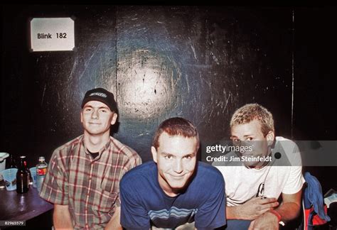 Punk Rock band Blink 182 pose for a portrait in their dressing room ...