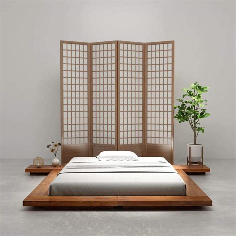 Buy Vislone Japanese Style Futon Bed Frame Low bed Frame Morden Style Furniture 1.4x2 m,Solid ...