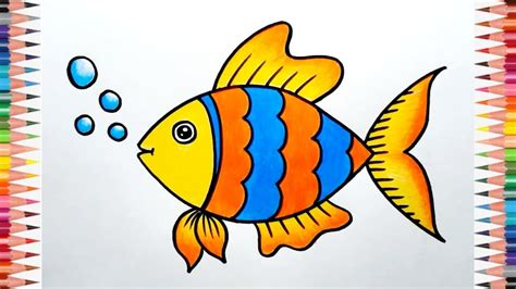 Fish Drawing For Beginners || How to Draw Fish Step By Step || Easy Fish Drawing With Colour ...